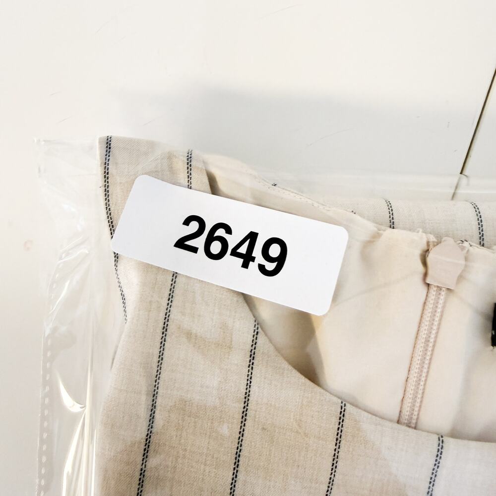 NWT Banana Republic Pinstriped Sheath Mini Beige Dress - 00P 00 Petite - Picture 10 of 10